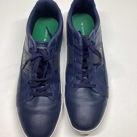 Lacoste Men’s Europa LCR Navy & White Synthetic Leather Sneakers Size 13 - Picture 3 of 12